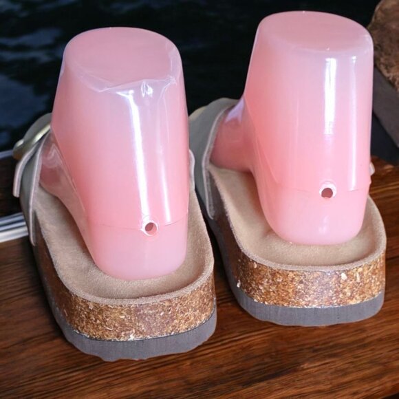 NWOT PROJECT CLOUD ( 8 ) Tan Leather Upper Suede Insole Cork Footbed Sandal - Picture 7 of 12